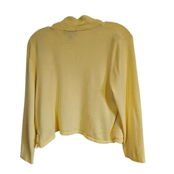 Cable & Gauge Sz Large Yellow Cardigan/Sweater Unique Double Scallop Design - Picture 2 of 13